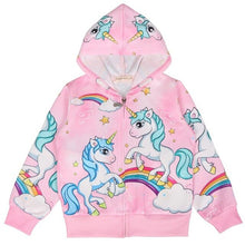 Load image into Gallery viewer, Autumn new unicorn party cartoon girl zipper shirt Lol casual Kids Jacket For Girls Outerwear Zip Sweatshirt Hooded Coat clothes