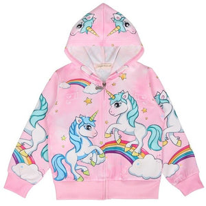Autumn new unicorn party cartoon girl zipper shirt Lol casual Kids Jacket For Girls Outerwear Zip Sweatshirt Hooded Coat clothes