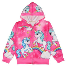 Load image into Gallery viewer, Autumn new unicorn party cartoon girl zipper shirt Lol casual Kids Jacket For Girls Outerwear Zip Sweatshirt Hooded Coat clothes