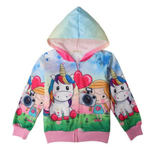 Load image into Gallery viewer, Autumn new unicorn party cartoon girl zipper shirt Lol casual Kids Jacket For Girls Outerwear Zip Sweatshirt Hooded Coat clothes