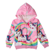 Load image into Gallery viewer, Autumn new unicorn party cartoon girl zipper shirt Lol casual Kids Jacket For Girls Outerwear Zip Sweatshirt Hooded Coat clothes