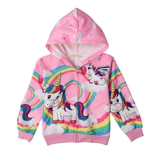 Autumn new unicorn party cartoon girl zipper shirt Lol casual Kids Jacket For Girls Outerwear Zip Sweatshirt Hooded Coat clothes
