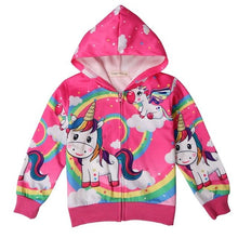 Load image into Gallery viewer, Autumn new unicorn party cartoon girl zipper shirt Lol casual Kids Jacket For Girls Outerwear Zip Sweatshirt Hooded Coat clothes