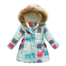 Load image into Gallery viewer, New Girls Warm Down Jackets Cotton Jacket Kids Printed Thick Outerwear Children Clothing Autumn Winter Baby Girls Hooded Coats
