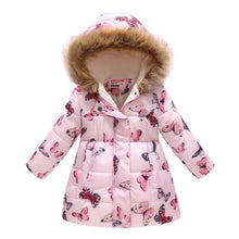 Load image into Gallery viewer, New Girls Warm Down Jackets Cotton Jacket Kids Printed Thick Outerwear Children Clothing Autumn Winter Baby Girls Hooded Coats