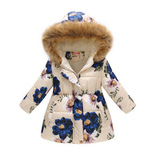 Load image into Gallery viewer, New Girls Warm Down Jackets Cotton Jacket Kids Printed Thick Outerwear Children Clothing Autumn Winter Baby Girls Hooded Coats