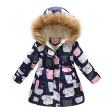 Load image into Gallery viewer, New Girls Warm Down Jackets Cotton Jacket Kids Printed Thick Outerwear Children Clothing Autumn Winter Baby Girls Hooded Coats