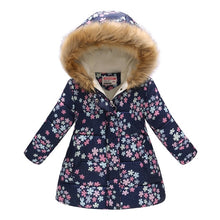 Load image into Gallery viewer, New Girls Warm Down Jackets Cotton Jacket Kids Printed Thick Outerwear Children Clothing Autumn Winter Baby Girls Hooded Coats