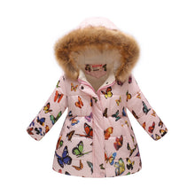 Load image into Gallery viewer, New Girls Warm Down Jackets Cotton Jacket Kids Printed Thick Outerwear Children Clothing Autumn Winter Baby Girls Hooded Coats