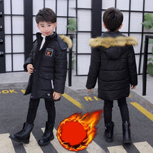 Load image into Gallery viewer, 2019 New Winter Kids Jacket For Boys Teenage Fur Hooded Outerwear Parka Thicker Cotton -30 Russia Overcoat Clothes For Children