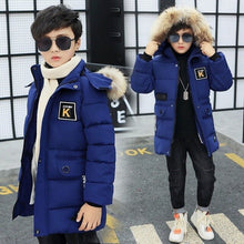 Load image into Gallery viewer, 2019 New Winter Kids Jacket For Boys Teenage Fur Hooded Outerwear Parka Thicker Cotton -30 Russia Overcoat Clothes For Children