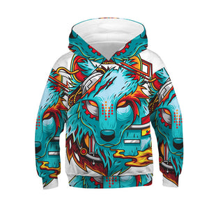 Wolf 3D Print Boys Girls Hoodies Teens Spring Autumn Outerwear Kids Hooded Sweatshirt Clothes Children Long Sleeve Pullover Tops
