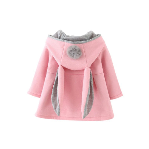 autumn Baby Girls Coat Long Sleeve Coat Jacket Rabbit Ear Hoodie Casual Outerwear
