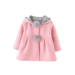 autumn Baby Girls Coat Long Sleeve Coat Jacket Rabbit Ear Hoodie Casual Outerwear