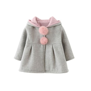 autumn Baby Girls Coat Long Sleeve Coat Jacket Rabbit Ear Hoodie Casual Outerwear