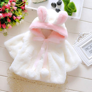 autumn Baby Girls Coat Long Sleeve Coat Jacket Rabbit Ear Hoodie Casual Outerwear