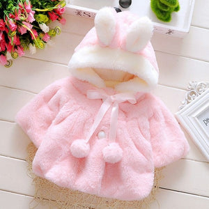 autumn Baby Girls Coat Long Sleeve Coat Jacket Rabbit Ear Hoodie Casual Outerwear