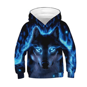 3D Print Wolf Boys Hoodies Coats Spring Autumn Outerwear Kids Hooded Sweatshirt Clothes Children Long Sleeve Pullover Tops