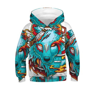 3D Print Wolf Boys Hoodies Coats Spring Autumn Outerwear Kids Hooded Sweatshirt Clothes Children Long Sleeve Pullover Tops