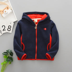 Sundae Angel Boys Polar Fleece Jacket Kids Hooded Long Sleeve Autumn Girl Child Coat Embroidery Warm Children Outerwear Clothes