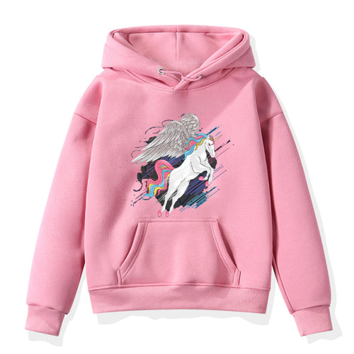 Fashion Unicorn Print Sweater Toddler Boys Girls Sweatshirt Casual Hoodies Baby Winter Warm Long Sleeve Hooded Children Clothes