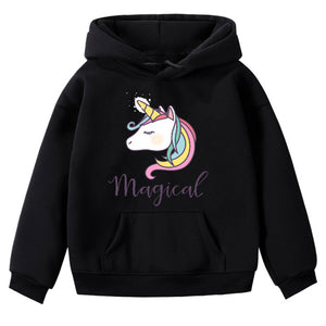 Fashion Unicorn Print Sweater Toddler Boys Girls Sweatshirt Casual Hoodies Baby Winter Warm Long Sleeve Hooded Children Clothes