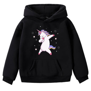 Fashion Unicorn Print Sweater Toddler Boys Girls Sweatshirt Casual Hoodies Baby Winter Warm Long Sleeve Hooded Children Clothes