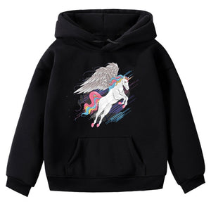Fashion Unicorn Print Sweater Toddler Boys Girls Sweatshirt Casual Hoodies Baby Winter Warm Long Sleeve Hooded Children Clothes