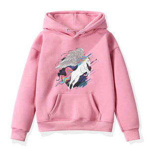 Fashion Unicorn Print Sweater Toddler Boys Girls Sweatshirt Casual Hoodies Baby Winter Warm Long Sleeve Hooded Children Clothes