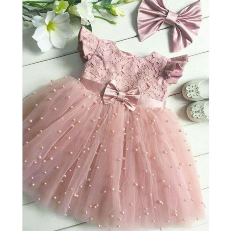 2-7Years Toddler Kid Girl Princess Dress Lace Tulle Wedding Birthday Party Tutu Dress Pageant Children Clothing Kid Costumes