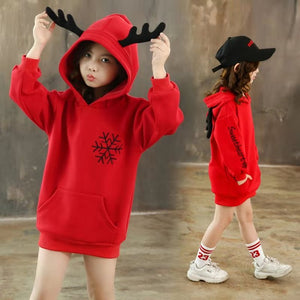 Teen Kids Fleece Sweatshirt Autumn Winter Thick Hoodie Christmas Sweatshirt for Girls Tops 12 Year Kids Outfits Children Clothes
