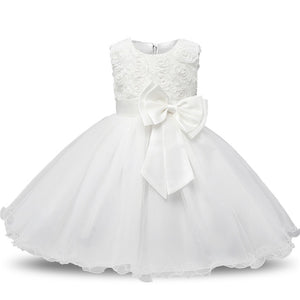 2019 Infant Baby Girls Flower Dresses Christening Gowns Newborn Babies Baptism Clothes Princess tutu Birthday White Bow Dress