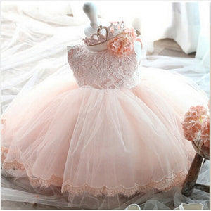 2019 Infant Baby Girls Flower Dresses Christening Gowns Newborn Babies Baptism Clothes Princess tutu Birthday White Bow Dress