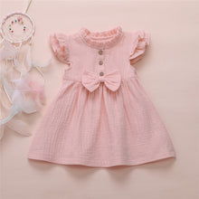 Load image into Gallery viewer, 1-6 Years Girl Dress Kid Baby Girl Solid Linen Button Ruffle Sleeve Dress For Girls Cute Princess Dress Party Dress Girl Clothes