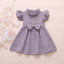 Load image into Gallery viewer, 1-6 Years Girl Dress Kid Baby Girl Solid Linen Button Ruffle Sleeve Dress For Girls Cute Princess Dress Party Dress Girl Clothes