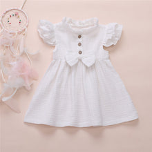 Load image into Gallery viewer, 1-6 Years Girl Dress Kid Baby Girl Solid Linen Button Ruffle Sleeve Dress For Girls Cute Princess Dress Party Dress Girl Clothes