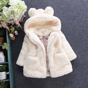 Winter Baby Girls Clothes Faux Fur Fleece Jackets Thick infant Coat Rabbit Ear Warm kids Jacket Xmas Snowsuit Children Outerwear