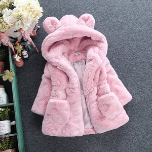 Winter Baby Girls Clothes Faux Fur Fleece Jackets Thick infant Coat Rabbit Ear Warm kids Jacket Xmas Snowsuit Children Outerwear