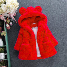 Load image into Gallery viewer, Winter Baby Girls Clothes Faux Fur Fleece Jackets Thick infant Coat Rabbit Ear Warm kids Jacket Xmas Snowsuit Children Outerwear