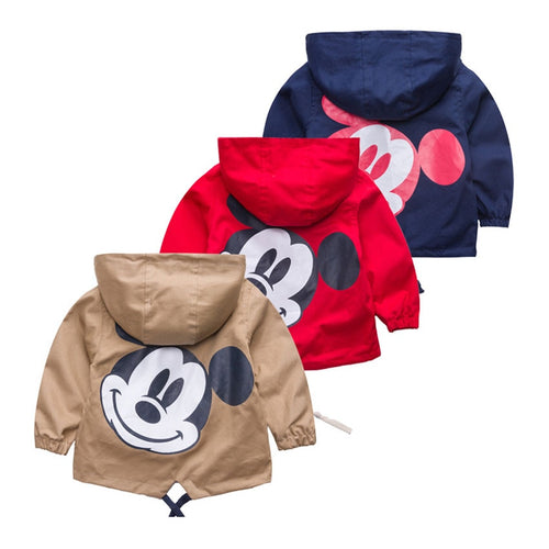 ZJHT New Spring Toddler Mickey Jackets For Boys Girls Clothes Children Hooded Coats Baby Bomber Windbreaker Kids Outerwear MY051