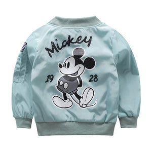 ZJHT New Spring Toddler Mickey Jackets For Boys Girls Clothes Children Hooded Coats Baby Bomber Windbreaker Kids Outerwear MY051