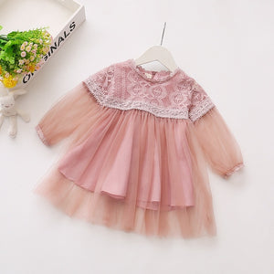 Spring Baby Dresses Girls Birthday Long Sleeves Princess Dress Embroidery Elegant Newborn Cute Party Dresses Summer